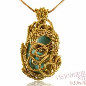 Turquoise Wire Woven Pendant